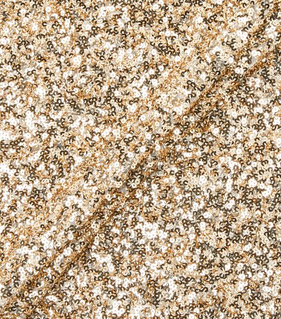 Badgley Mischka Gold Sequin Mesh Fabric, , hi-res, image 4
