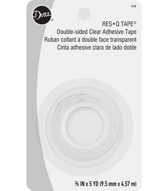 Dritz 3/8" Res-Q-Tape, Double-Sided Adhesive Tape, Clear, 5 yd