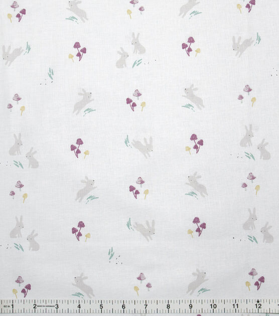 Mushroom Bunny Organic Nursery Cotton Swaddle Fabric