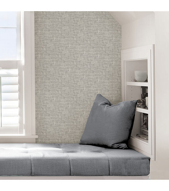 Wallpops NuWallpaper Peel & Stick Wallpaper Gray Poplin Texture, , hi-res, image 6