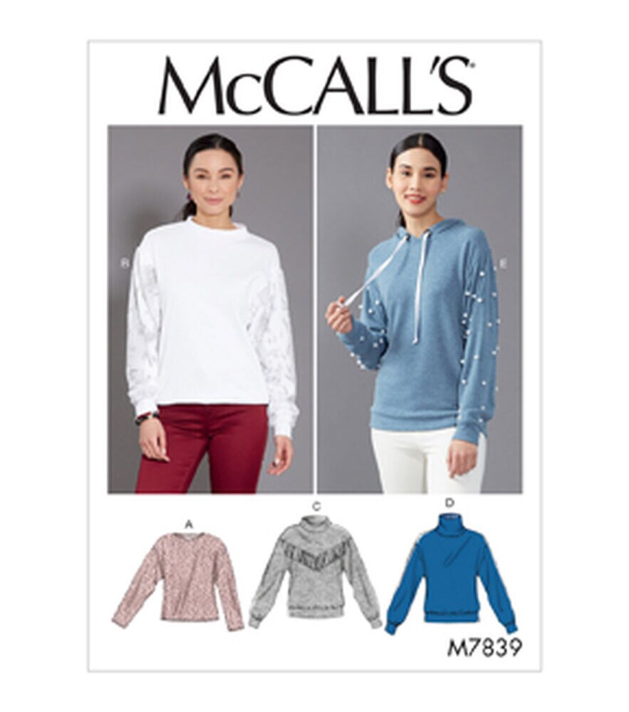 McCall's M7839 Size XS to 2XL Misses Tops Sewing Pattern, Y (xs-S-M), swatch