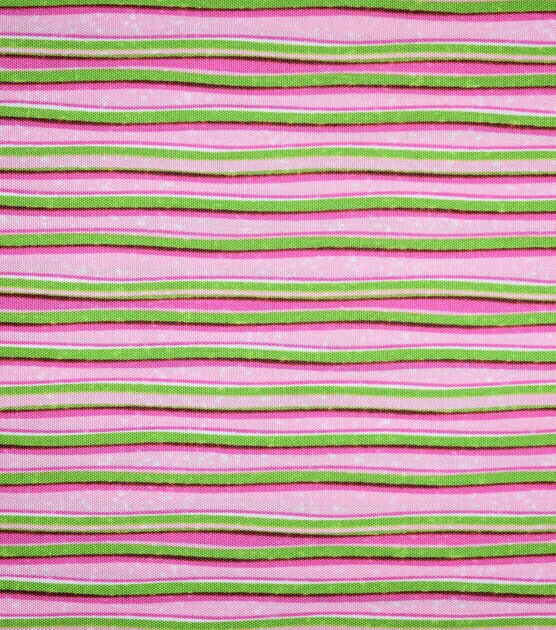 Light Pink & Green Striped Quilt Cotton Fabric by Keepsake Calico