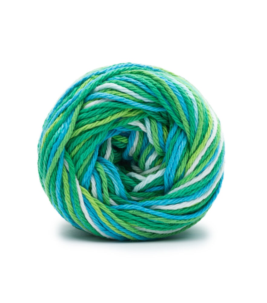 Lily Sugar'n Cream Ombres Super Size 200yds Worsted Cotton Yarn, Emerald Energy, swatch, image 1