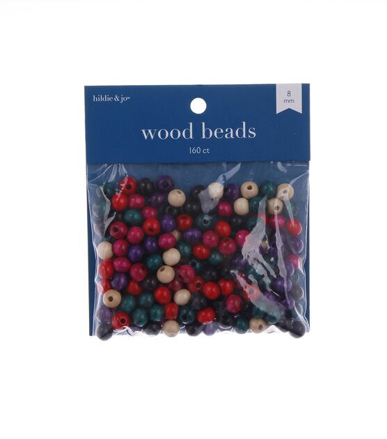 8mm Multicolor Round Wood Beads 160pc by hildie & jo