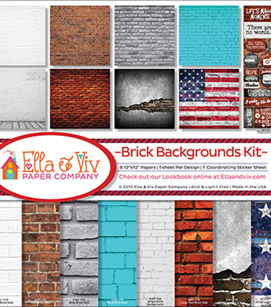 Ella & Viv Collection Kit 12"X12" Brick Backgrounds, , hi-res, image 2