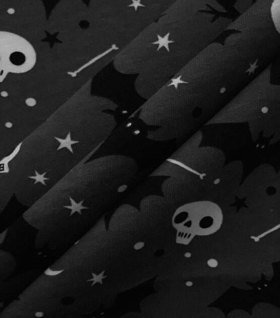 Halloween Grey Halloween Icons Jersey Knit Fabric by POP!, , hi-res, image 2