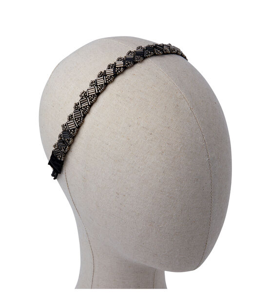 Gray Oblong & Oval Bead Soft Headband by hildie & jo, , hi-res, image 4