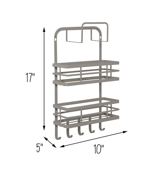 Honey Can Do 17" Gray 3 Tier Over The Door Kitchen Organizer With Hooks, , hi-res, image 7