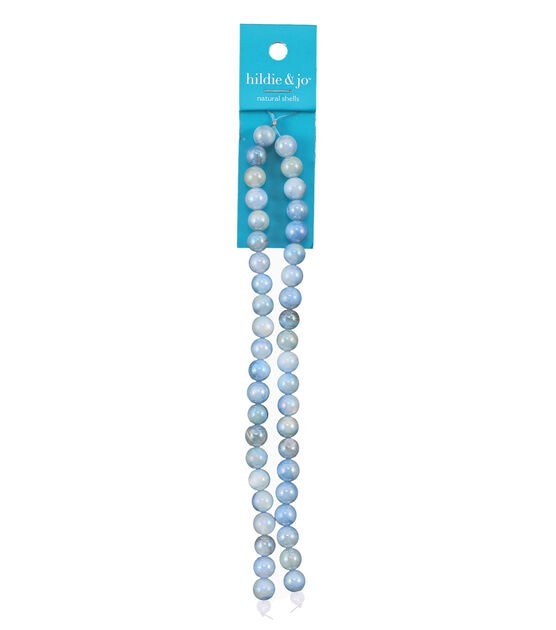 12" Light Blue Round Aurora Borealis Shell Strung Beads by hildie & jo