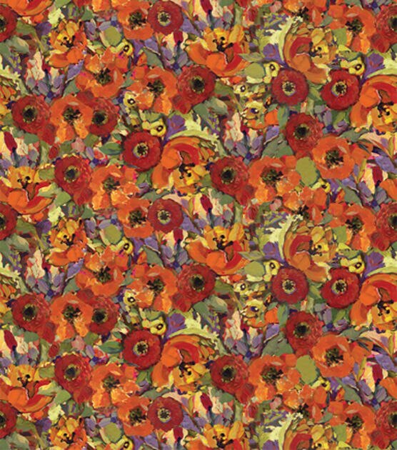 Rainbow Floral Workshop Muted Premium Cotton Fabric, , hi-res, image 2