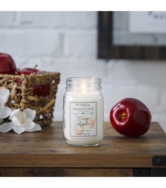 12oz Crisp Apple Scented Mason Jar Candle by Hudson 43, , hi-res, image 5