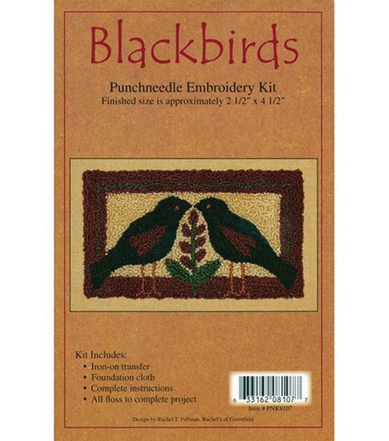 Rachel's of Greenfield 2.5" x 4.5" Blackbirds Punch Needle Kit