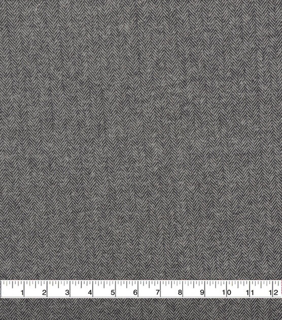Grey & Black Herringbone Brushed Cotton Fabric