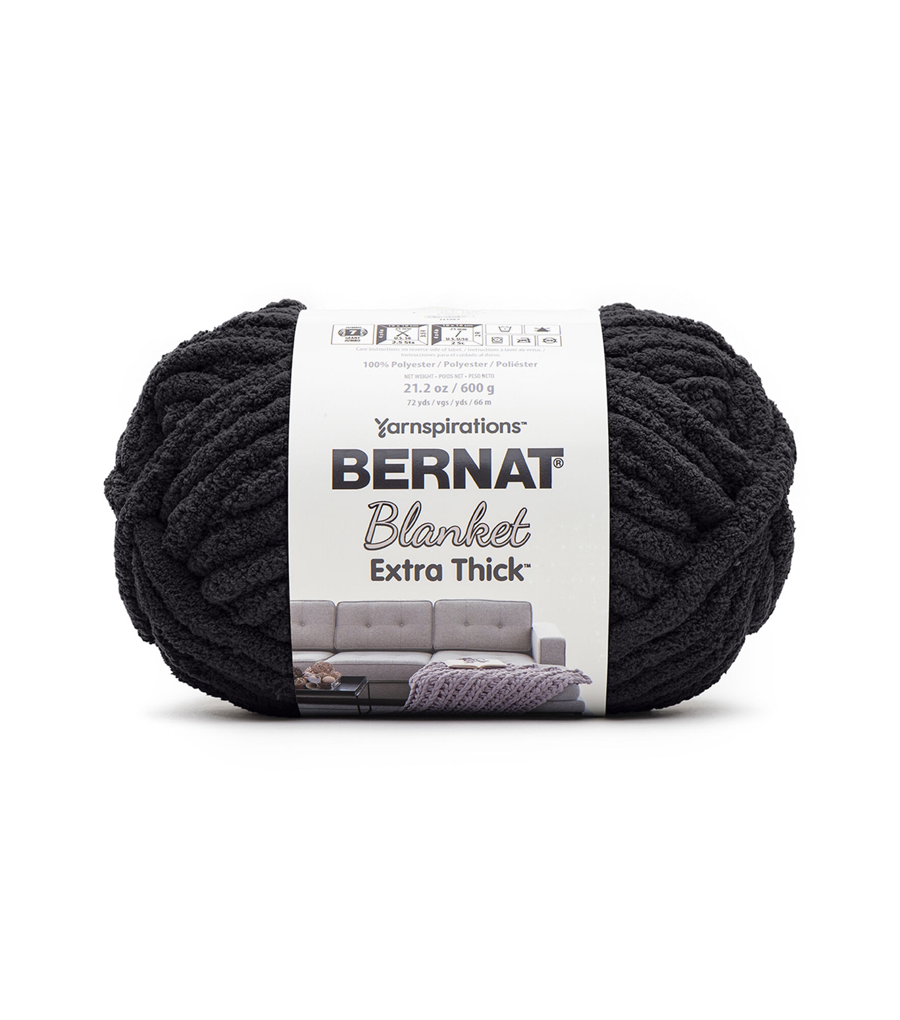 Bernat Blanket Extra Thick 72yds Jumbo Polyester Yarn, Coal, hi-res