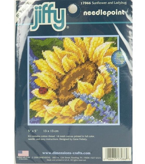 Dimensions 5" x 5" Sunflowe & Ladybug Mini Needlepoint Kit