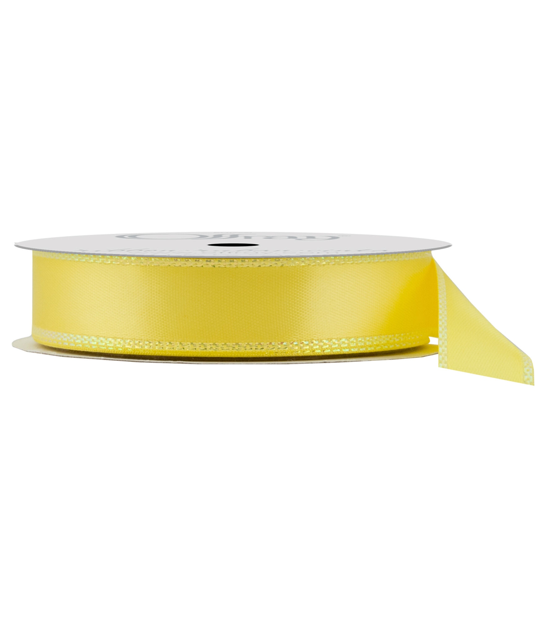 Offray 5/8 "x 9' Solid Satin Wired Edge Ribbon, Yellow, hi-res