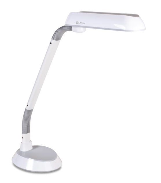 OttLite 26" White Flexarm Rotatable Lamp With Clamp