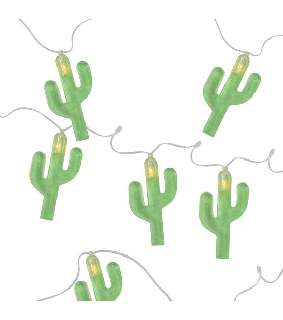 Northlight 10-Count Green Cactus LED String Lights - 4.5ft Clear Wire, , hi-res, image 3