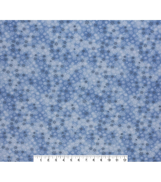 Snowflakes on Blue Christmas Glitter Cotton Fabric, , hi-res, image 2