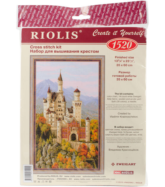 RIOLIS 14" x 23.5" Neuschwanstein Castle Counted Cross Stitch Kit