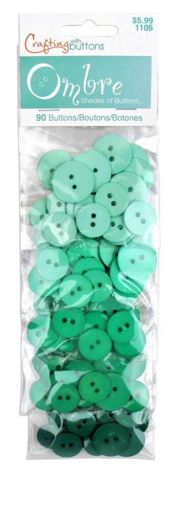 Blumenthal Lansing 90ct Ombre Assorted Round 2 Hole Buttons, Ombre Mint Green, swatch