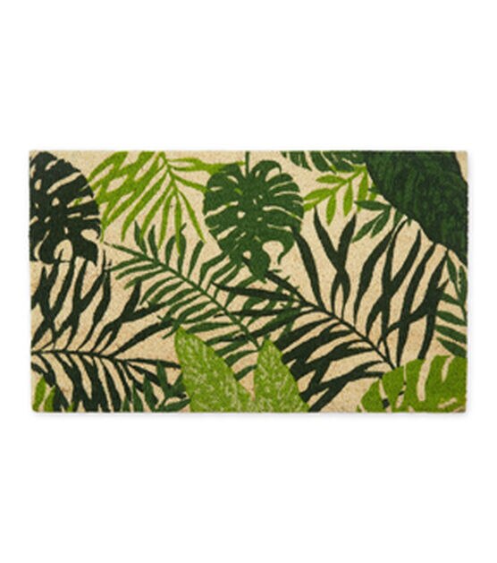 Design Imports 17" x 29" Green Tropical Foliage Coir Door Mat