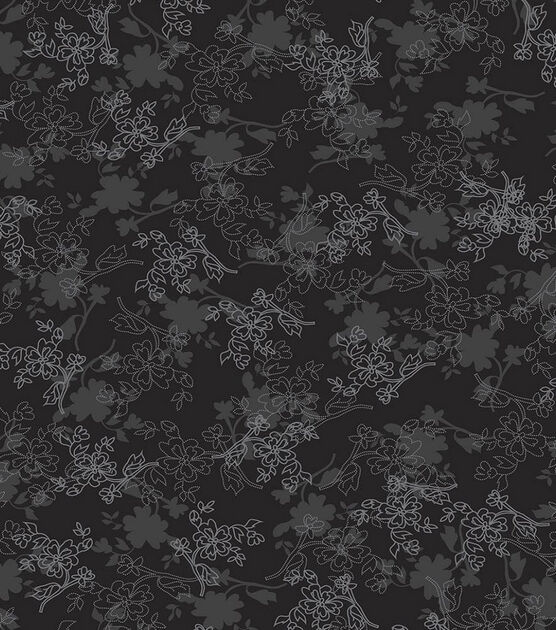 Floral on Black Quilt Cotton Fabric by Keepsake Calico