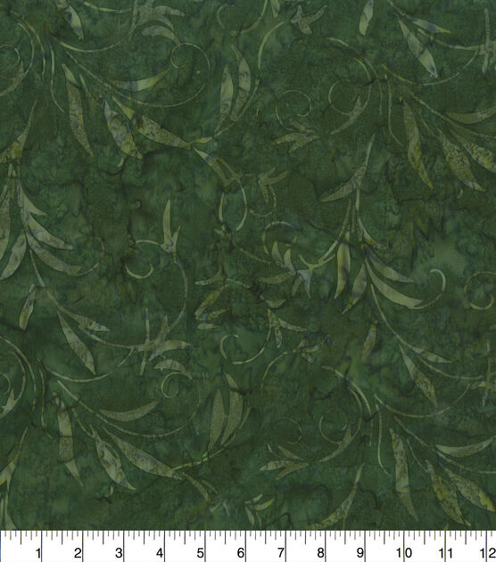 Hi Fashion Green Leaves Batik Cotton Fabric, , hi-res, image 2