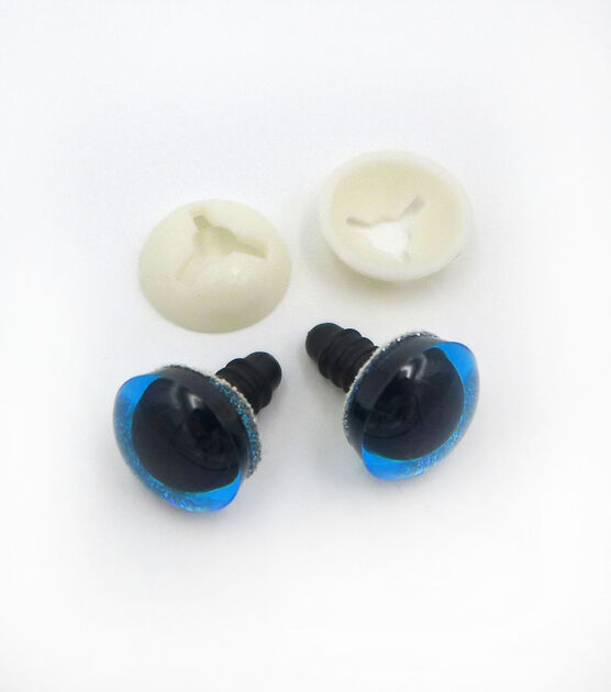 16mm Blue 3D Crystal Shank & Washer Eyes 2pc