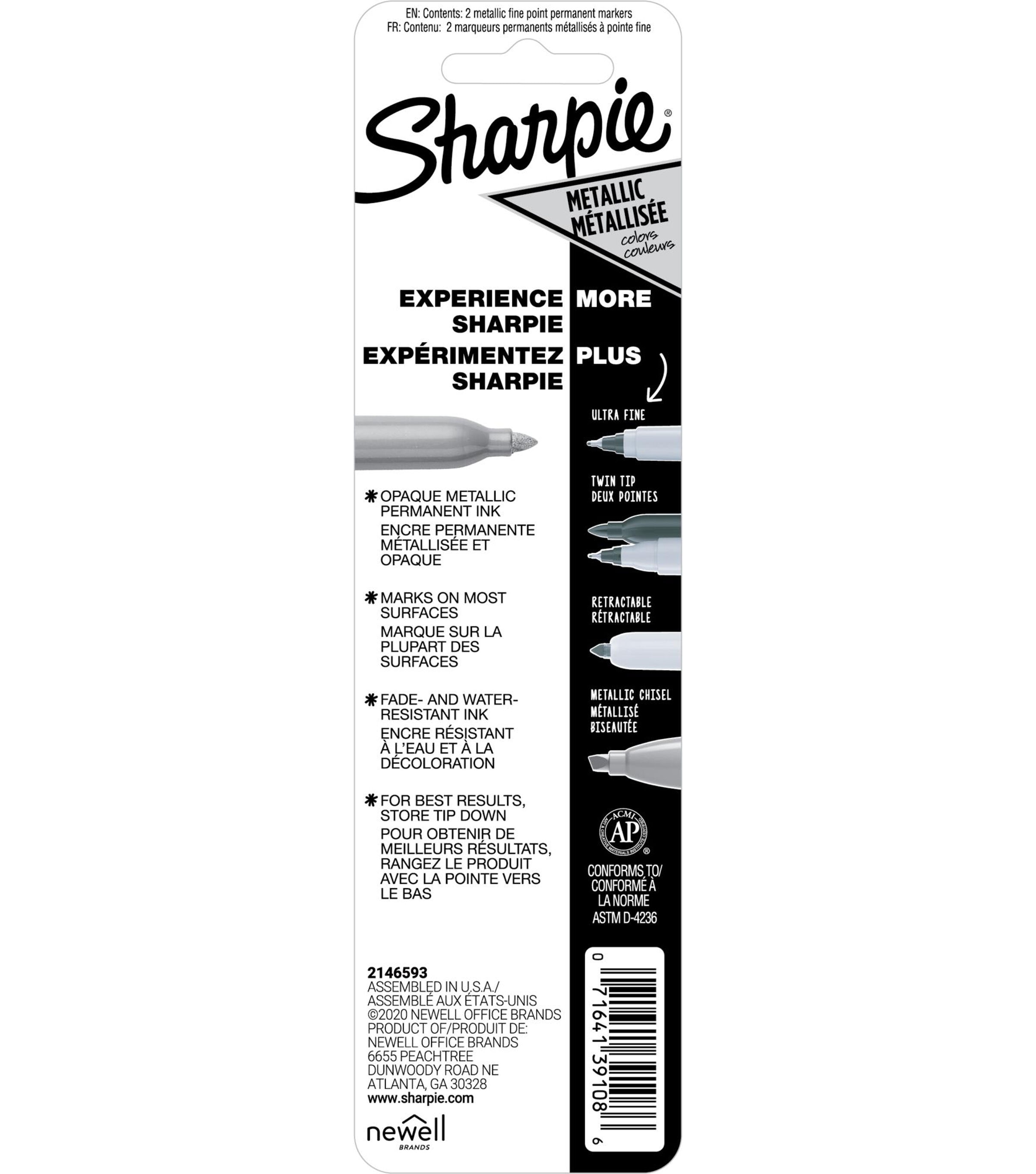 Sharpie Metallic Fine Point Permanent Markers 2 Pkg