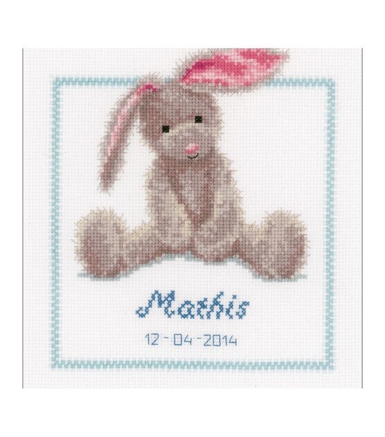 Vervaco 7.5" x 8.5" Cute Bunny Record on Aida Counted Cross Stitch Kit, , hi-res, image 2