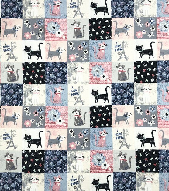 I Meow Paris Block Super Snuggle Flannel Fabric, , hi-res, image 2