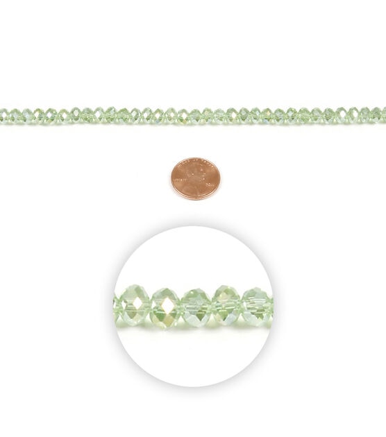 4mm x 6mm Peridot Aurora Borealis Rondelle Glass Beads by hildie & jo