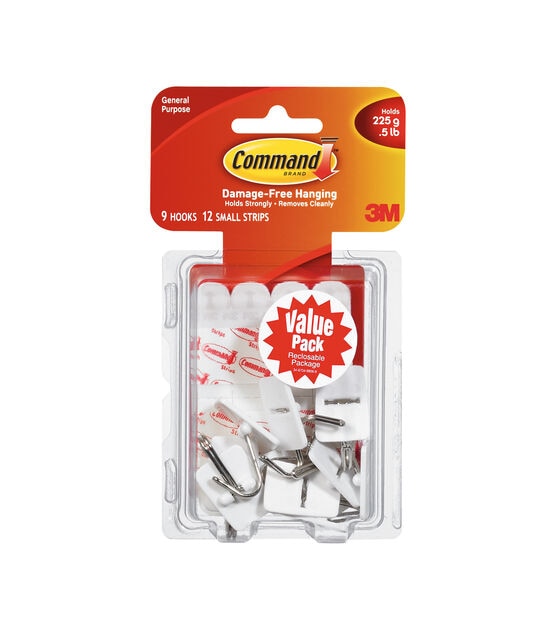 Command 0.5lb White Small Wire Hooks & Strips 21ct