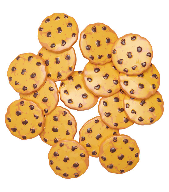 Flair Originals 1" Yellow Chocolate Chip Cookie Shank Buttons 16pk, , hi-res, image 3