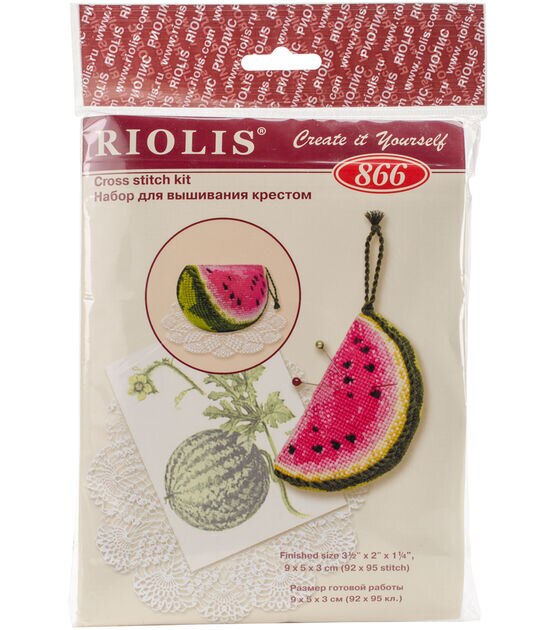 RIOLIS 3.5" x 2" Watermelon Pincushion Counted Cross Stitch Kit