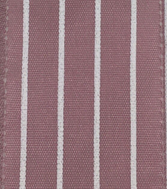 Save the Date 1.5" x 15' White Stripes on Mauve Ribbon, , hi-res, image 2