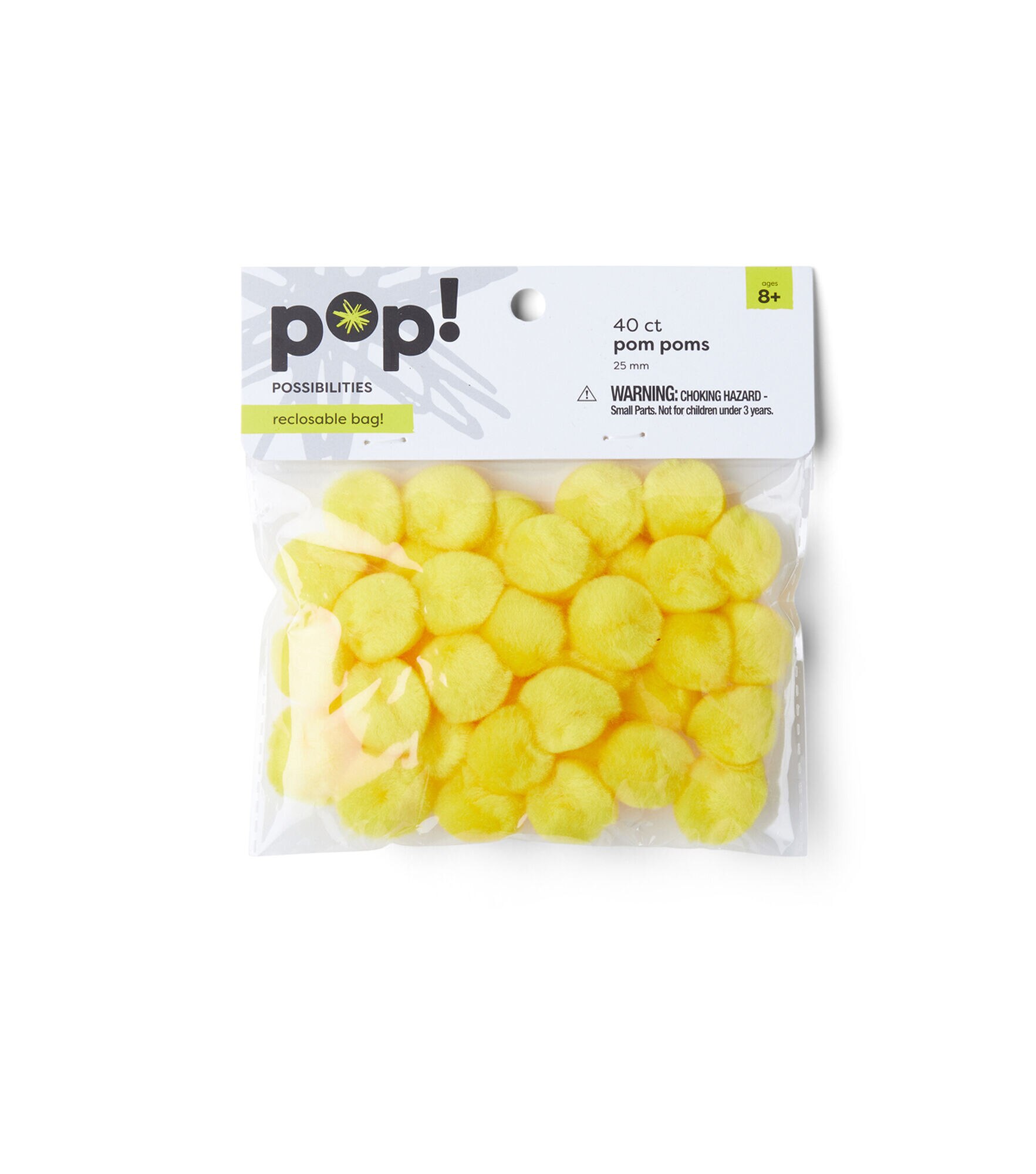 POP! Poms 1in 40pc, Yellow, hi-res