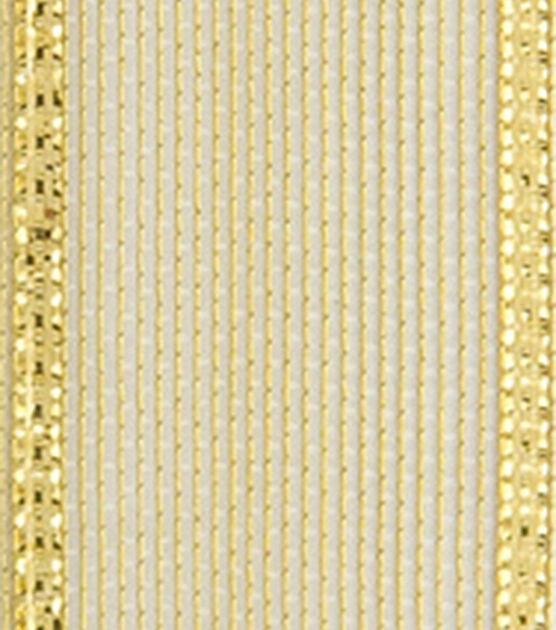 Offray 5/8"x9' Aria Metallic Woven Wired Edge Ribbon Gold