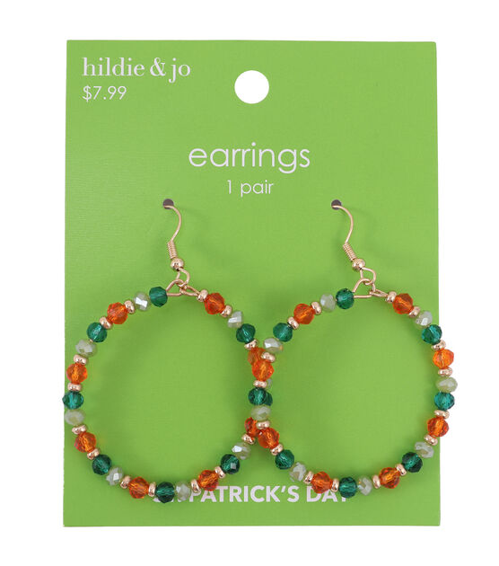 2" St. Patrick's Day Beaded Hoop Earrings by hildie & jo