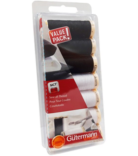 Gutermann Sew-All Thread Set - 7 Spools-Black & White