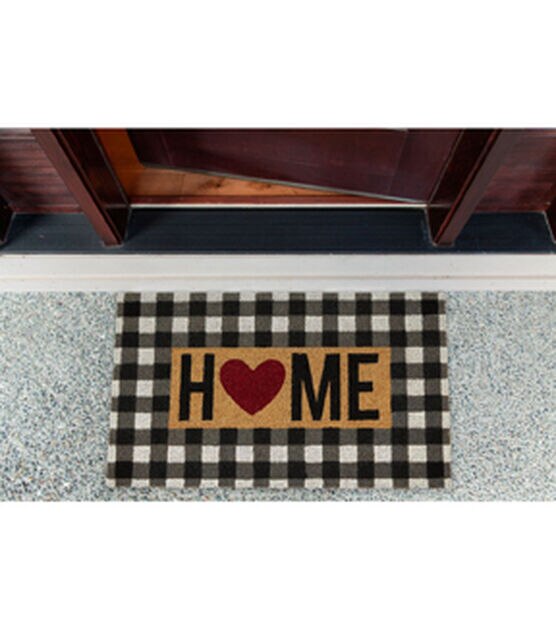 Design Imports 17" x 29" Checkers Home Heart Coir Door Mat, , hi-res, image 3