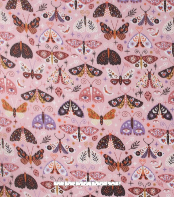 Pink & Orange Mystic Butterflies Anti Pill Fleece Fabric, , hi-res, image 4