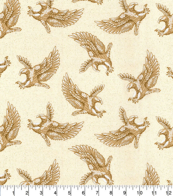 Fabric Traditions Eagles on Parchement Glitter Patriotic Cotton Fabric