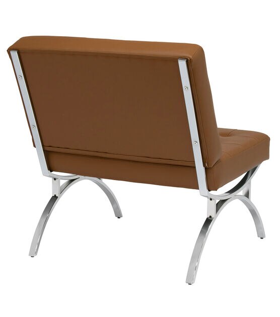 Studio Designs Brown Newel Accent Chair Leather & Chrome Metal Frame, , hi-res, image 14