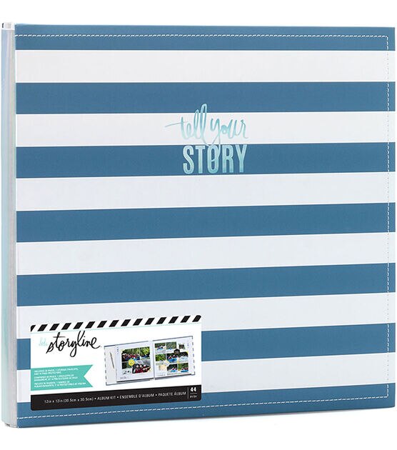 Heidi Swapp Storyline2 Post Bound Album Kit Blue Stripes
