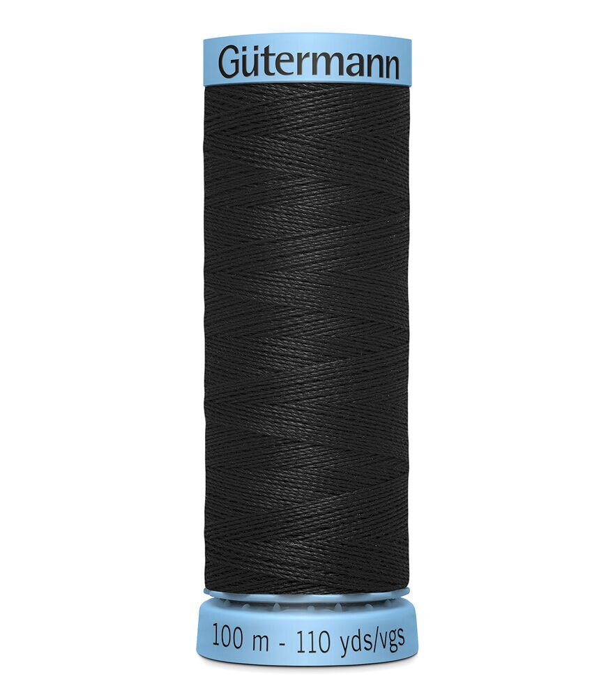 Gutermann 110yd 30wt Silk Thread, 000 Black, swatch