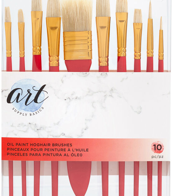 Art Supply Basics Oil Hog Hair Brush Set 10pk