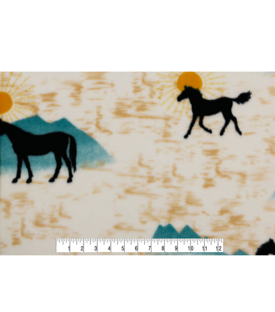 Sunrise & Horses Anti Pill Fleece Fabric, , hi-res, image 4