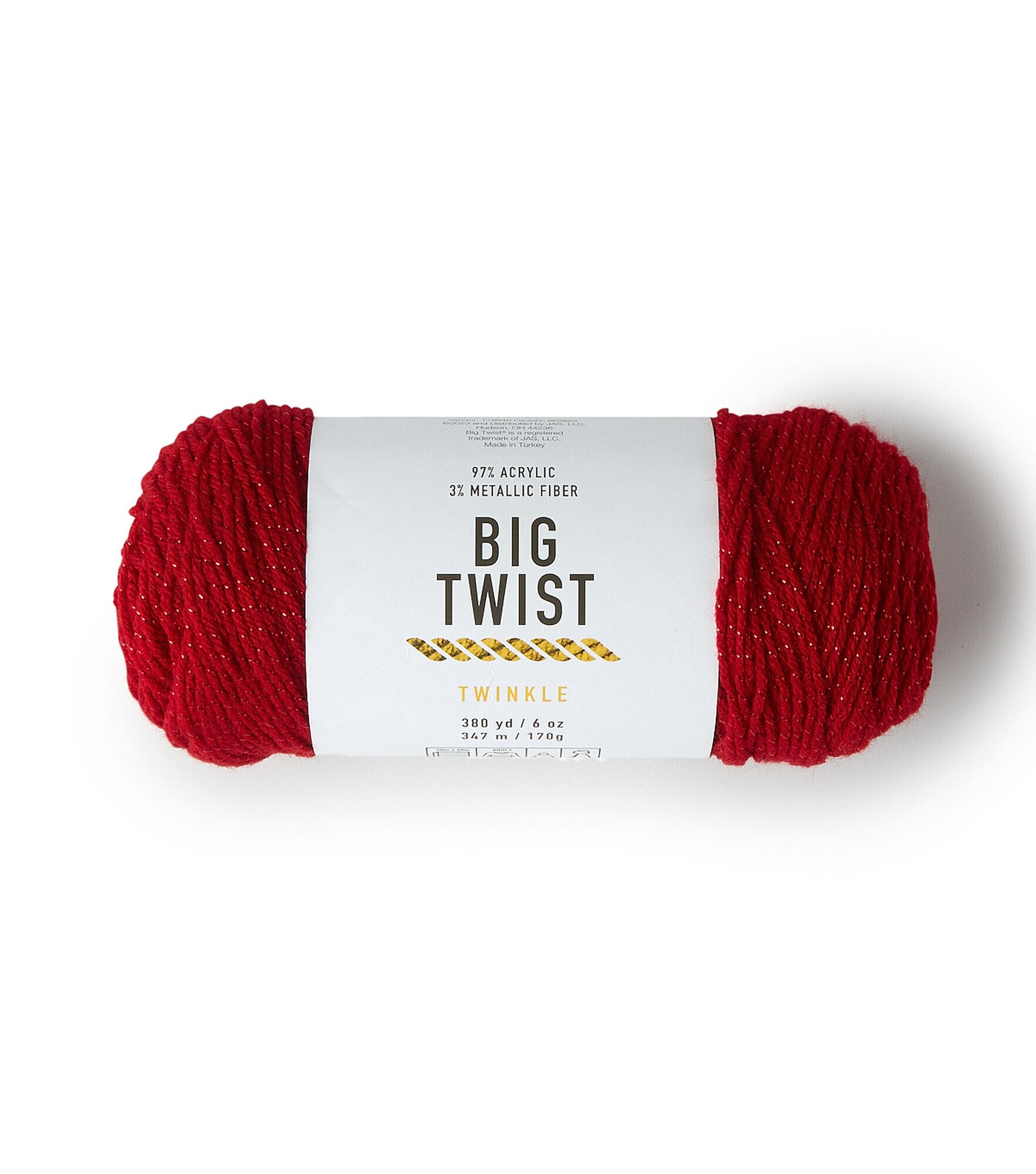6oz Medium Weight Acrylic Blend 380yd Twinkle Yarn by Big Twist, Red, hi-res